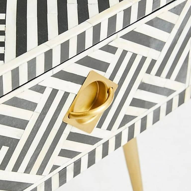 Bone Inlay Optical Design Coffee Table