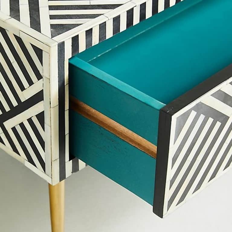 Bone Inlay Optical Design Coffee Table - left_view