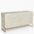 Bone Inlay Handmade Eye Design Chest of 6 Drawers - top_view