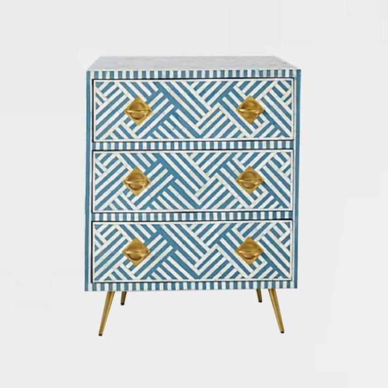 Bone Inlay Chest of 3 Drawers - front_view