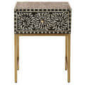 Bone Inlay Floral Design Bedside Table - photo