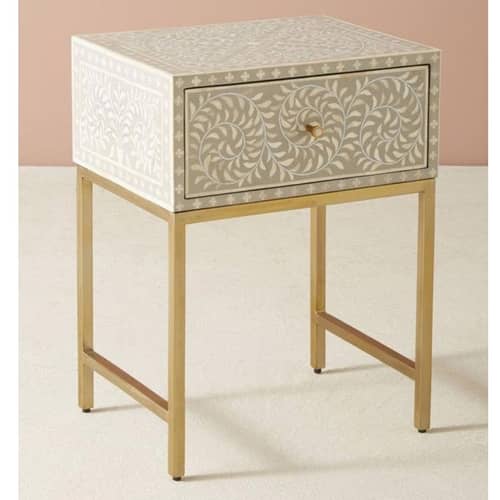 Bone Inlay Bed Side Table