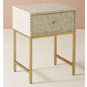 Bone Inlay Bed Side Table - photo