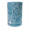 Blue Bone Inlay Round Floral Stool - front_view