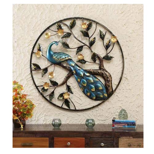 Handcrafted Metal Peacock Ring For Wall Decor