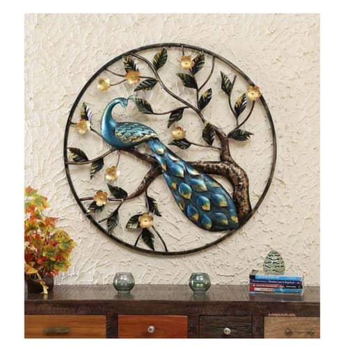 Handcrafted Metal Peacock Ring For Wall Decor