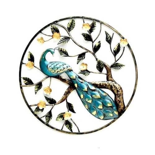 Handcrafted Metal Peacock Ring For Wall Decor