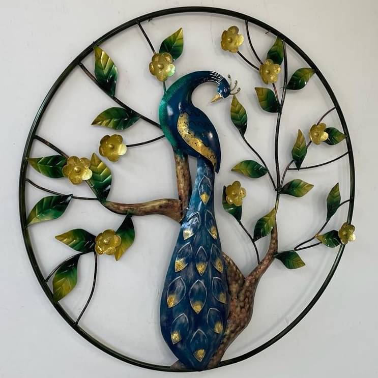 Handcrafted Metal Peacock Ring For Wall Decor