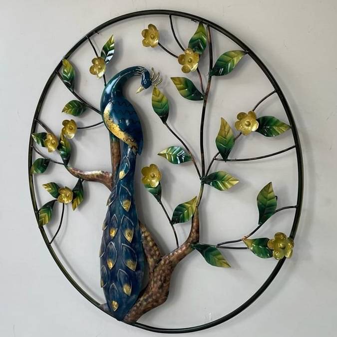 Handcrafted Metal Peacock Ring For Wall Decor