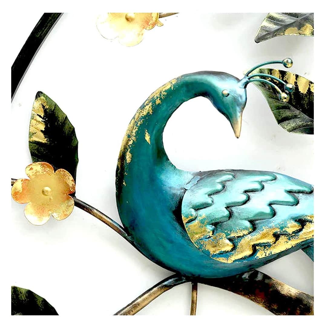 Handcrafted Metal Peacock Ring For Wall Decor - bottom_view