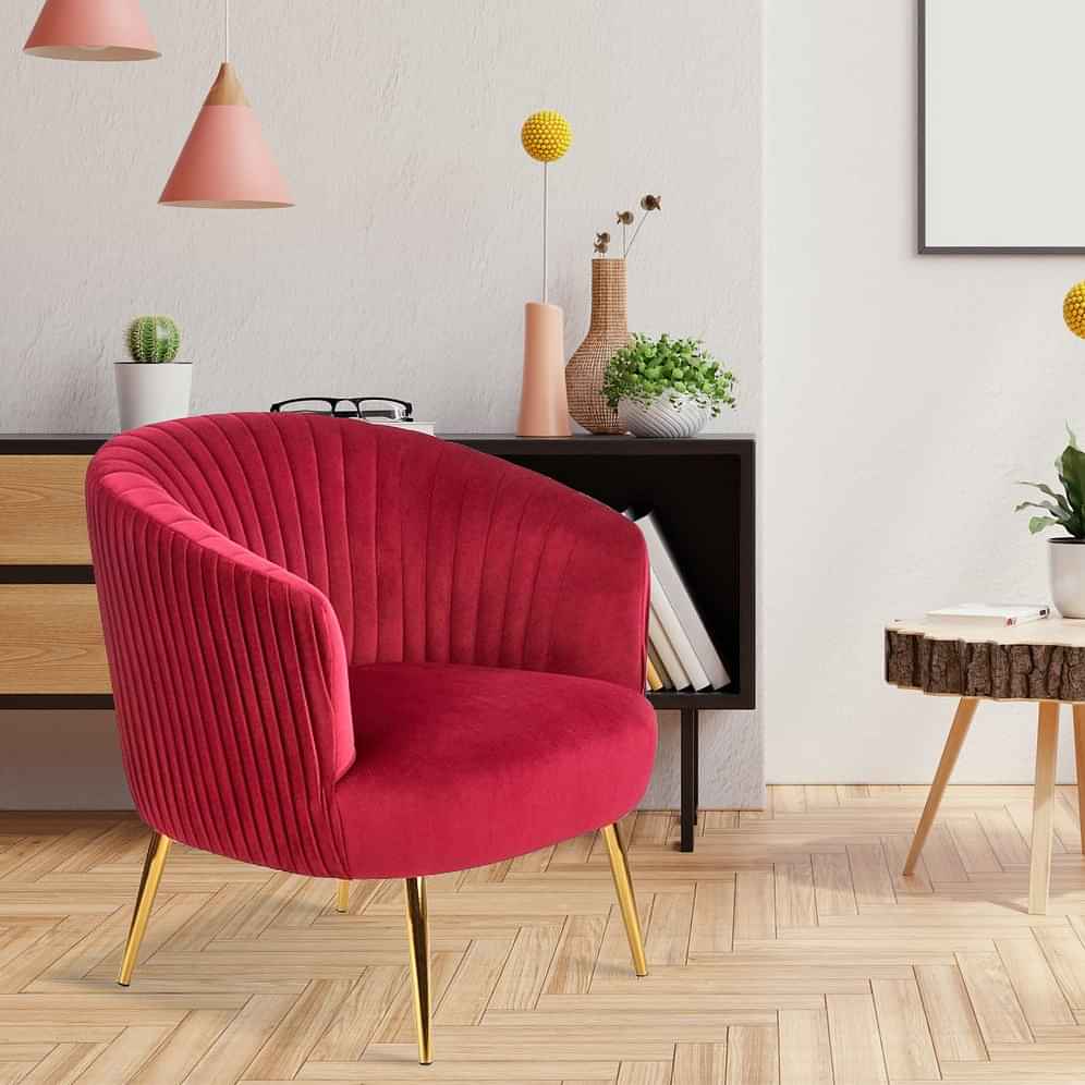 Designer Lounge Chair In Velvet - photo