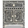 Bone Inlay 2 Drawers Floral Design Bedside Table - rear_view