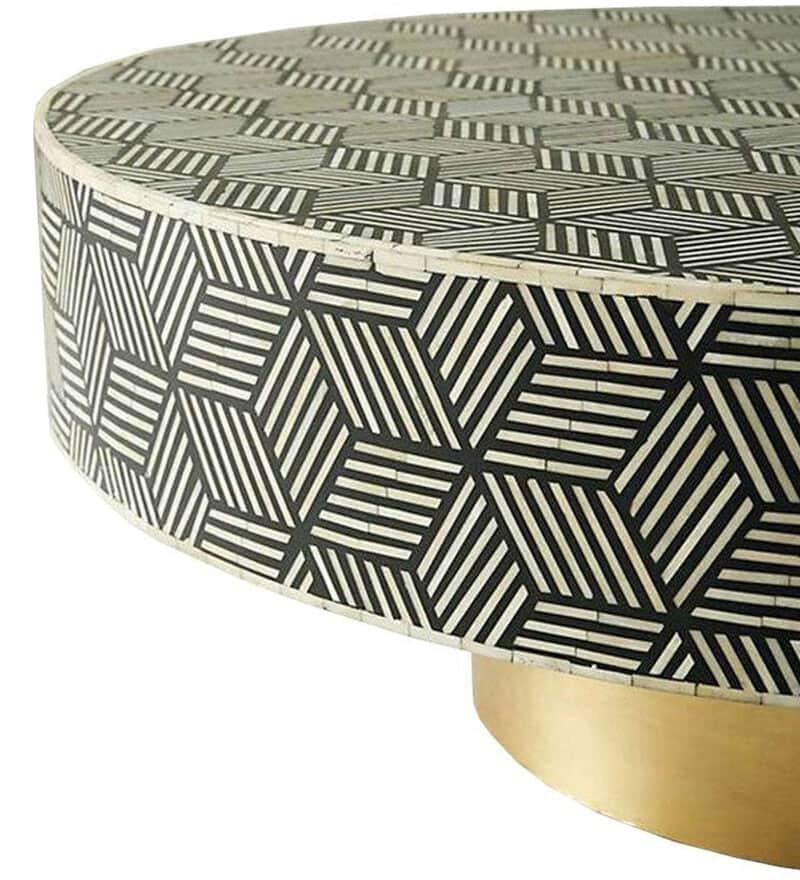 Bone Inlay Scroll Vine Inlay Coffee Table - top_view