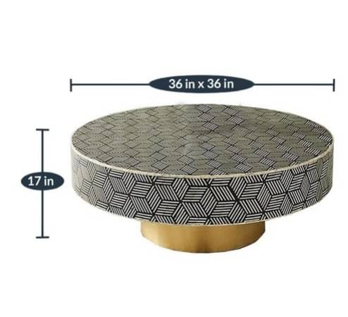 Bone Inlay Scroll Vine Inlay Coffee Table