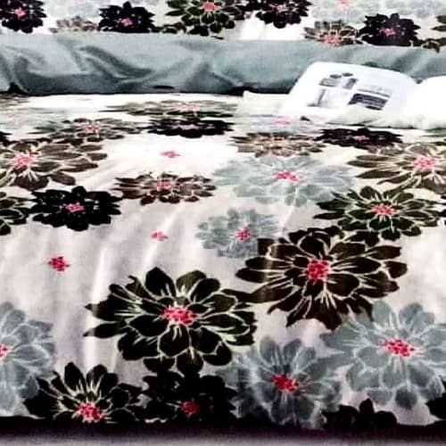 Carnation Queen Size Bedsheet with Pillow Covers & Comforter