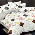 White Printed Comforter Set (Set of 4) (1 Double Bedsheet With 2 Pillow Covers & 1 Comforter) - front_view