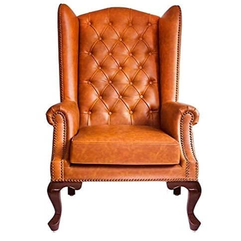 Gabardine Leatherette Wing Chair