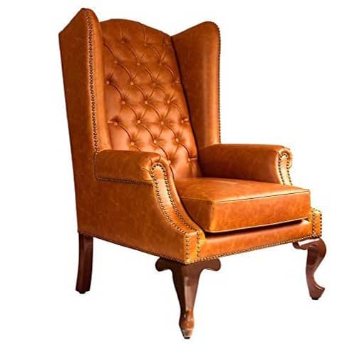 Gabardine Leatherette Wing Chair