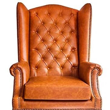 Gabardine Leatherette Wing Chair
