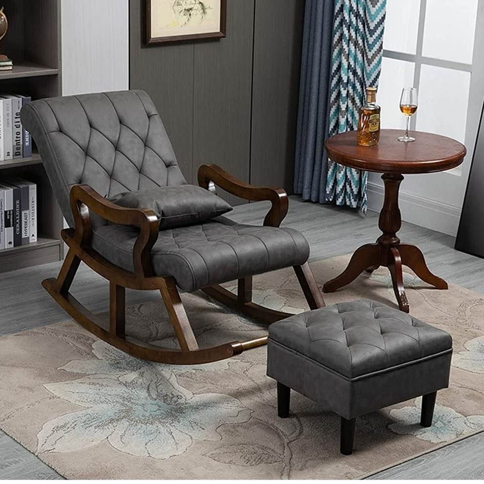 Tiffany Rose Wood Rocking Lounge Chair - front_view