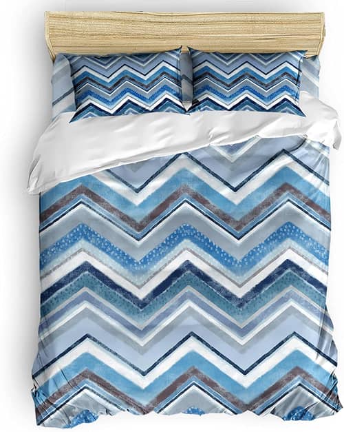 Blue Printed Comforter Set of 4(90X100) Inches