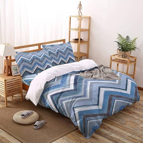 Blue Printed Comforter Set of 4(90X100) Inches