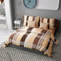 Brown & Cream Printed Comforter Set of 4 (1 Double Bedsheet With 2 Pillow Covers And 1 Comforter) - photo