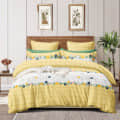 Beautiful Yellow & White Comforter set of 4 ( 1 Double Bedsheet With 2 Pillow Covers And 1 Comforter) - photo
