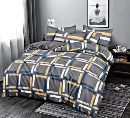 Blue Designer Comforter Set of 4 (1 Double Bedsheet With 2 Pillow Covers & 1 Comforter) - rear_view