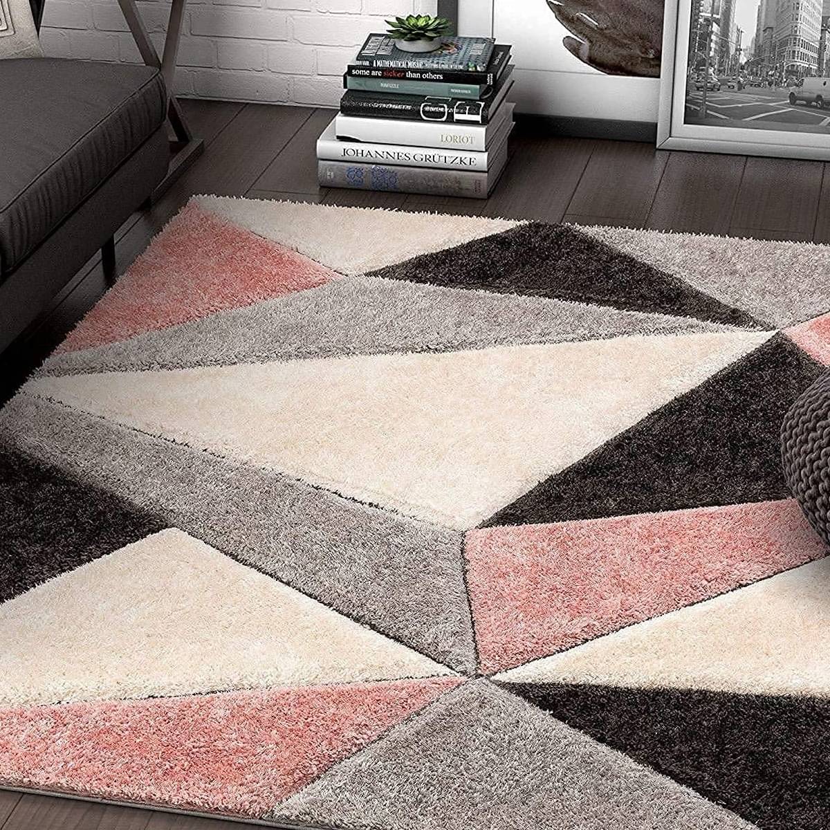 Handwoven Multi Shag Geometric Carpet