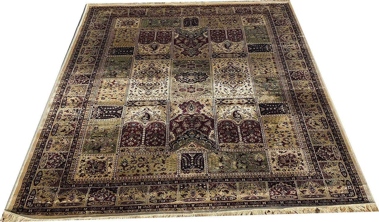 Kashmiri Silk Carpet Persian Design - rear_view