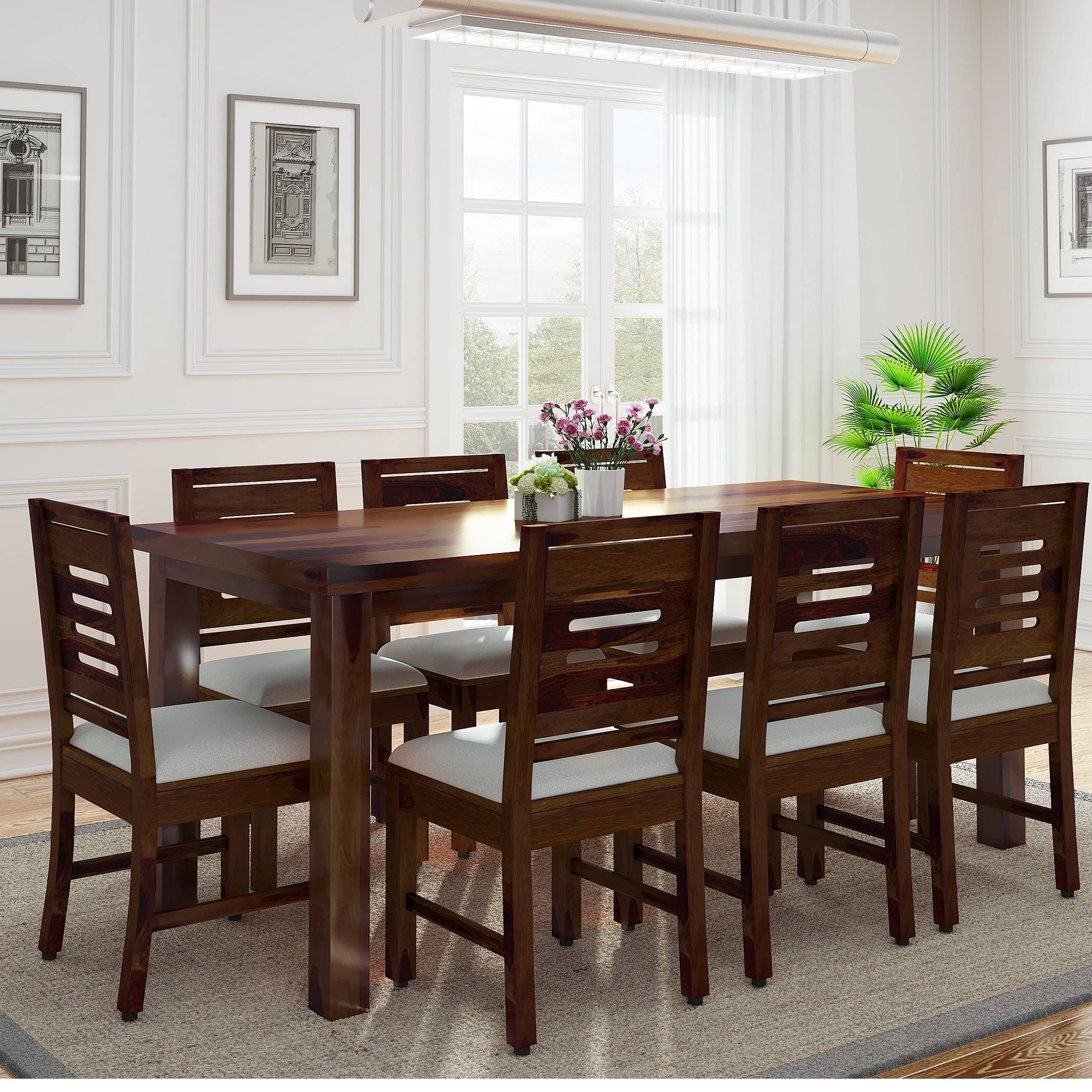 Premium Sheesham Wood Solid Wood 8 Seater Dining Set