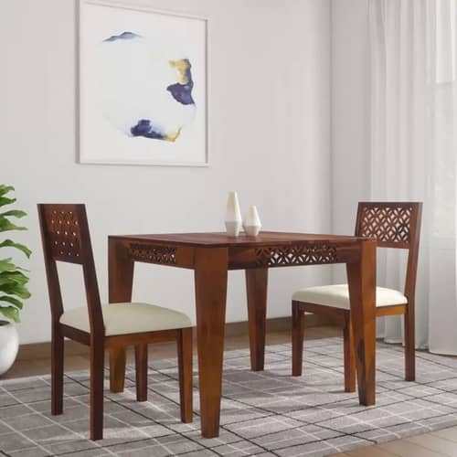 Pure Sheesham Solid Wood 2 Seater Dining Table Set