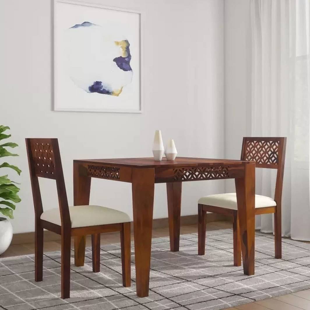 Pure Sheesham Solid Wood 2 Seater Dining Table Set