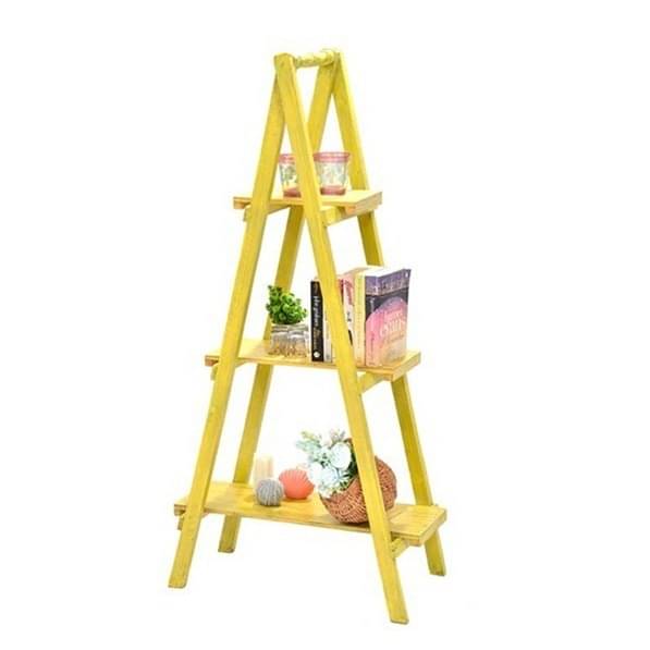 Foldable Ladder & Showpiece Stand Antique Wooden Finish(4 Feet)