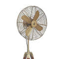 Antique Floor Fan With Brown Wooden Tripod Stand - bottom_view