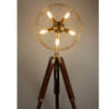 5 Light Antique Tripod Fan Floor Lamp with Bulb Stand - photo