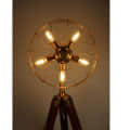 5 Light Antique Tripod Fan Floor Lamp with Bulb Stand - front_view