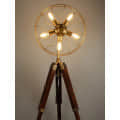 5 Light Antique Tripod Fan Floor Lamp with Bulb Stand - right_view