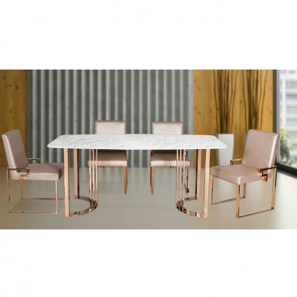 Marble Top Dining Set With 6 Chairs - photo
