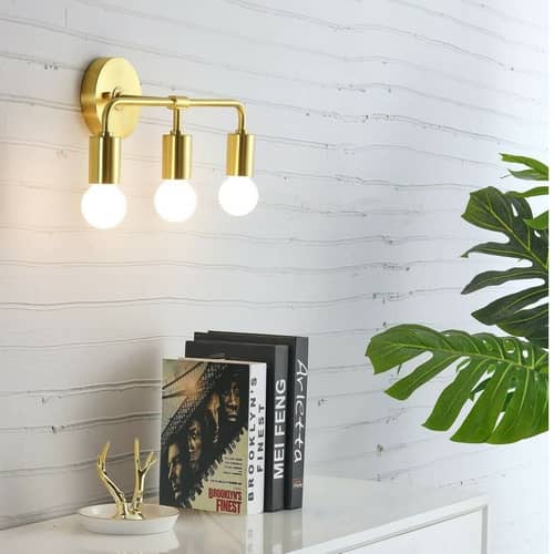 Sconce 3 Light With Golden Brush