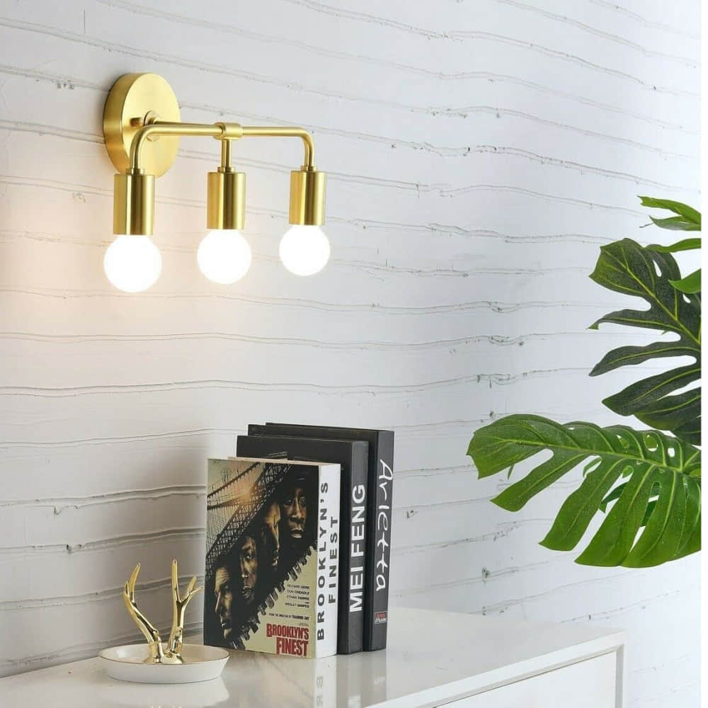 Sconce 3 Light With Golden Brush - photo