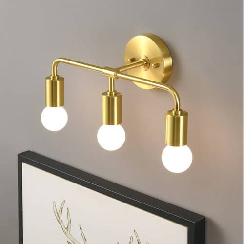 Sconce 3 Light With Golden Brush