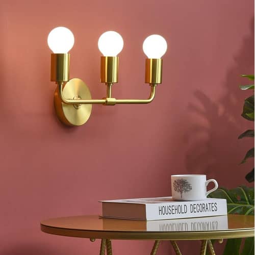 Sconce 3 Light With Golden Brush