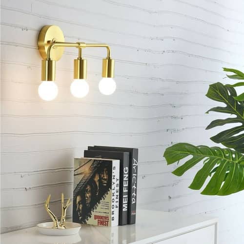 Sconce 3 Light With Golden Brush