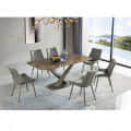 Luxury Golden Marble Dining Table Set With 6 Chairs - photo
