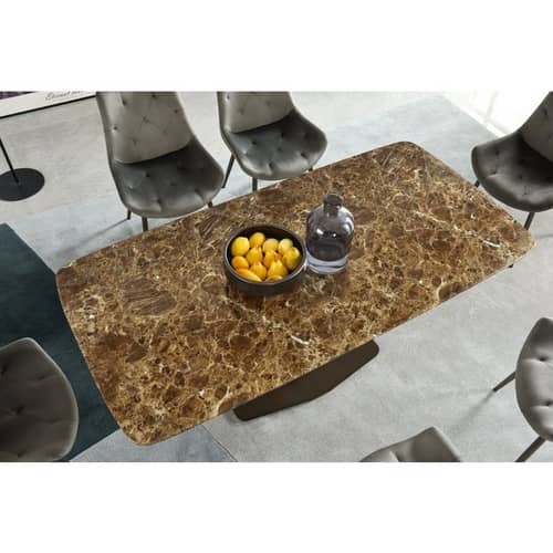 Luxury Golden Marble Dining Table Set With 6 Chairs