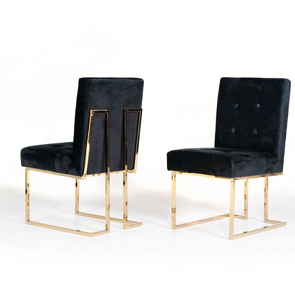 Modern Black Glass Dining Table Set With 6 Chair - top_view