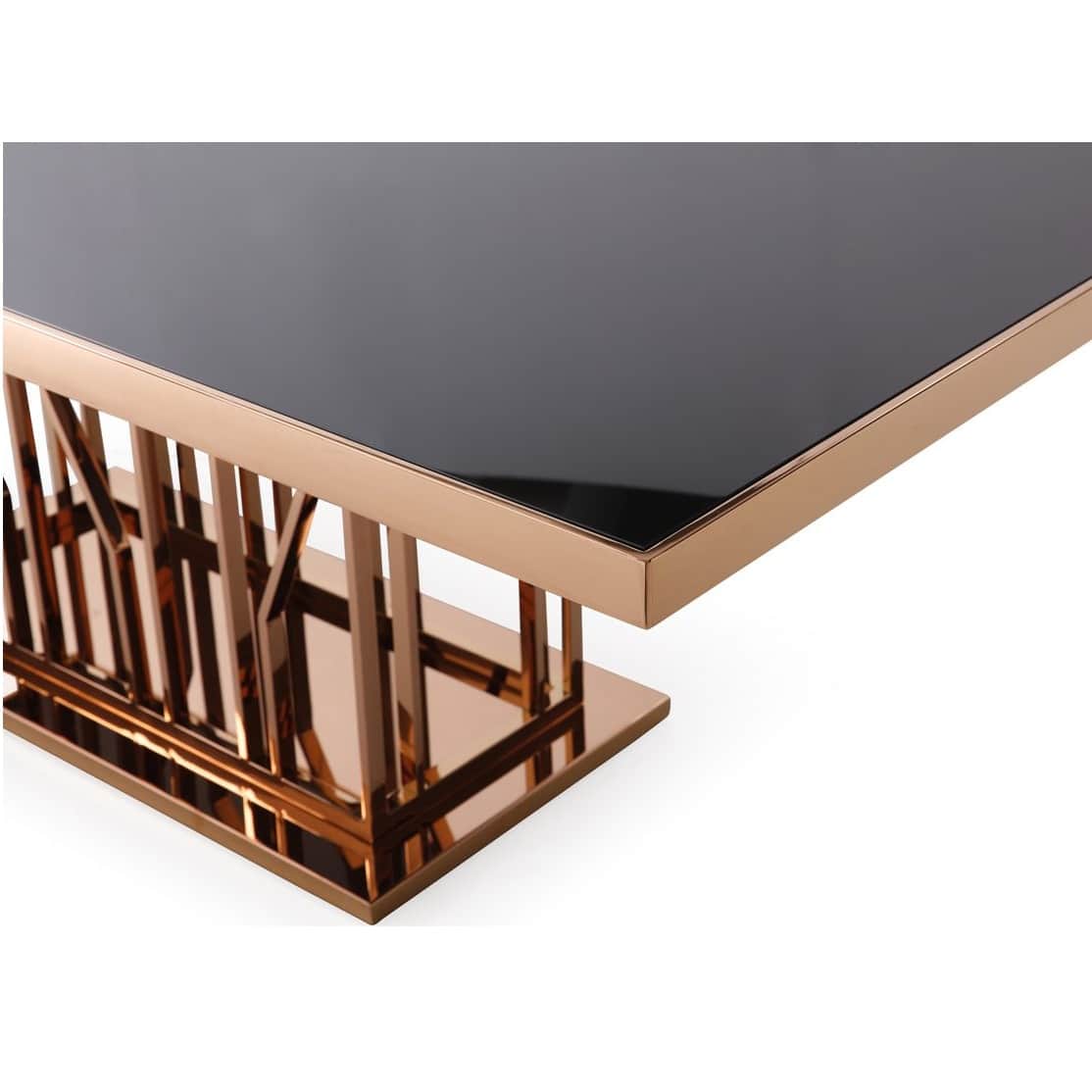 Modern Black Glass Dining Table Set With 6 Chair - left_view