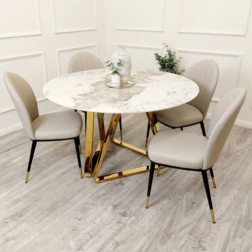 Elise Marble Top Dining Set With 4 Chair